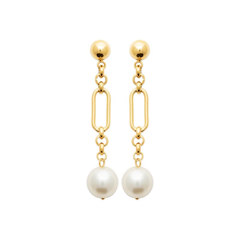 Coque de Nacre Boucles d'oreilles pendantes acier doré 3131709