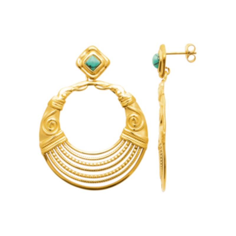 Coque de Nacre Boucles d'oreilles pendantes acier doré 3121009