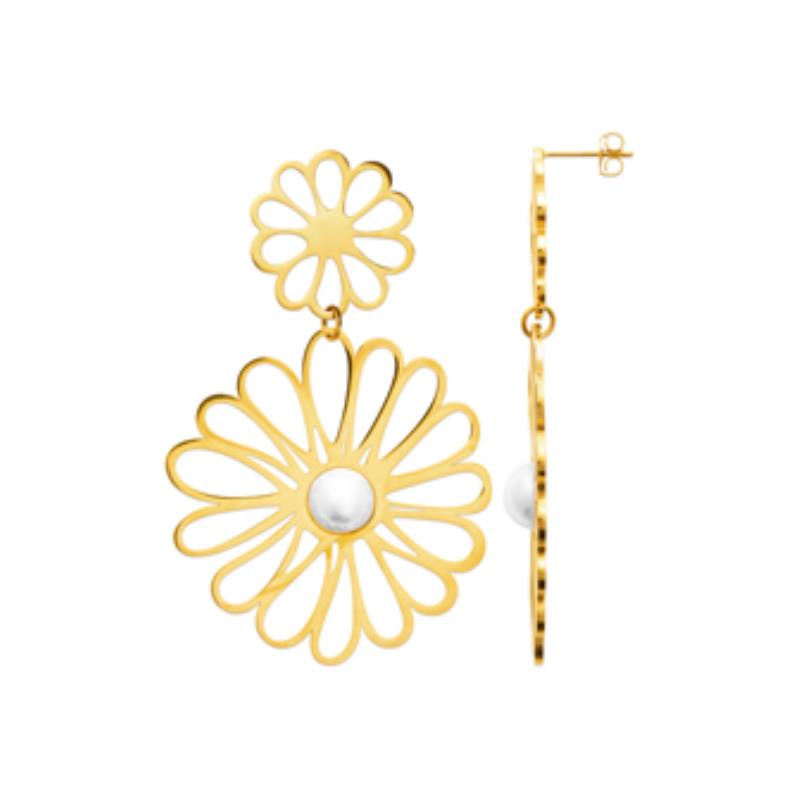 Coque de Nacre Boucles d'oreilles pendantes acier doré 3121909