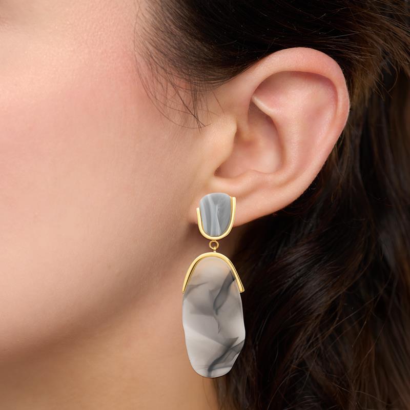 Coque de Nacre Boucles d'oreilles pendantes acier doré 3135409