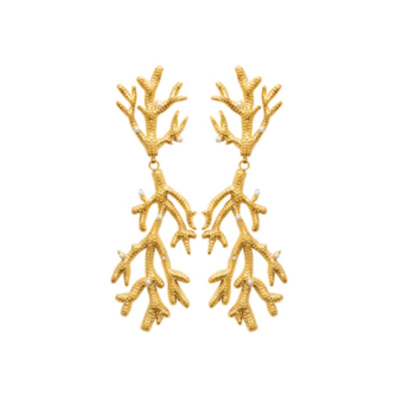 Coque de Nacre Boucles d'oreilles pendantes acier doré 3125309