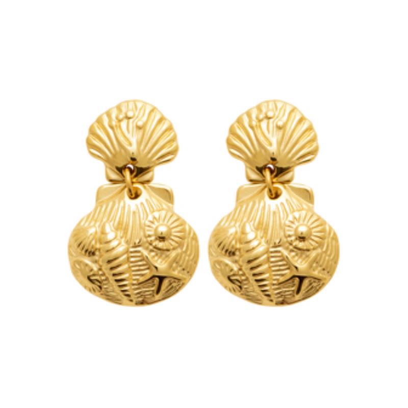 Coque de Nacre Boucles d'oreilles pendantes acier doré 3125709