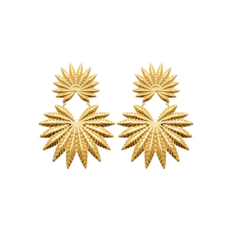 Coque de Nacre Boucles d'oreilles pendantes acier doré 3134309