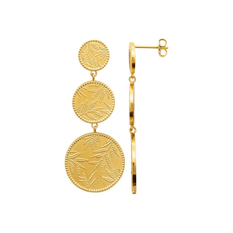 Coque de Nacre Boucles d'oreilles pendantes acier doré 3132709