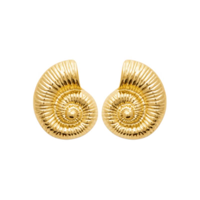 Coque de Nacre Puces d'oreilles acier doré 3125009