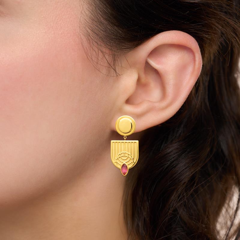 Coque de Nacre Boucles d'oreilles pendantes acier doré 3134409