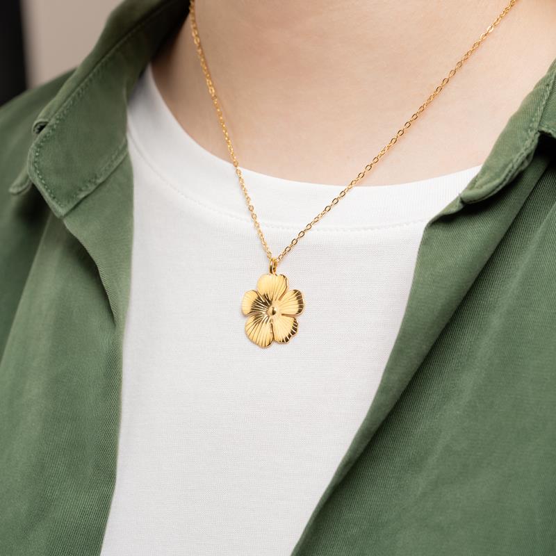 Coque de Nacre Collier acier doré 312196