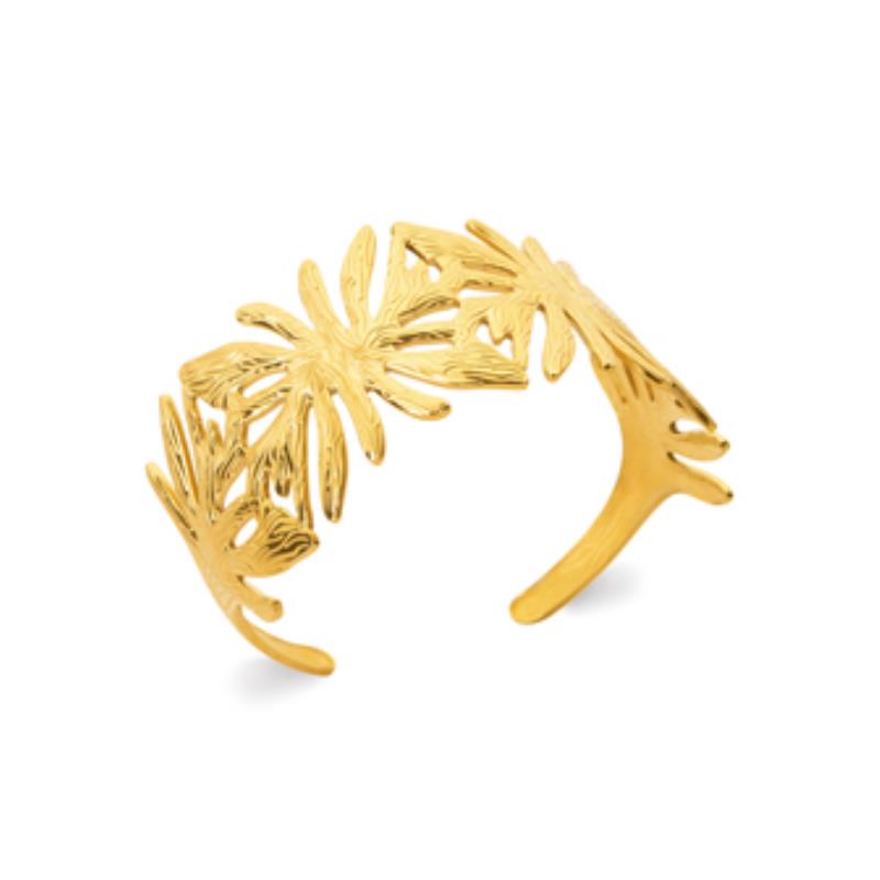Coque de Nacre Bracelet jonc acier doré 312222