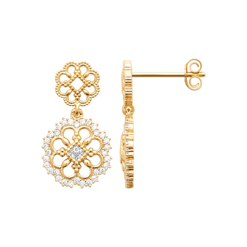 Coque de Nacre Boucles d'oreilles pendantes plaqué or 23082210