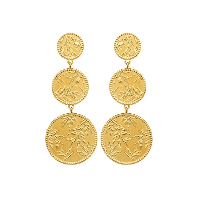 Coque de Nacre Boucles d'oreilles pendantes acier doré 3132709