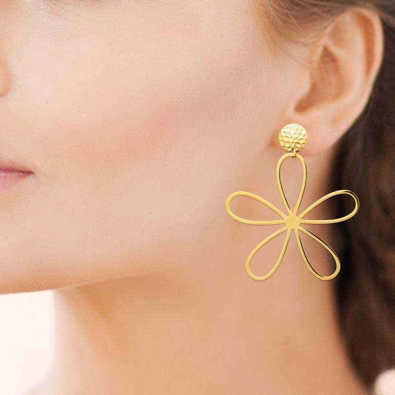Coque de Nacre Boucles d'oreilles pendantes acier doré 3129309