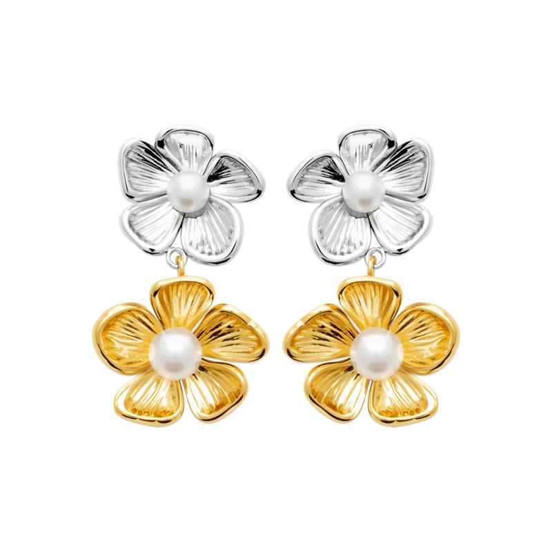 Coque de Nacre Boucles d'oreilles pendantes acier doré 3128009