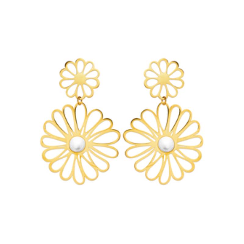 Coque de Nacre Boucles d'oreilles pendantes acier doré 3121909