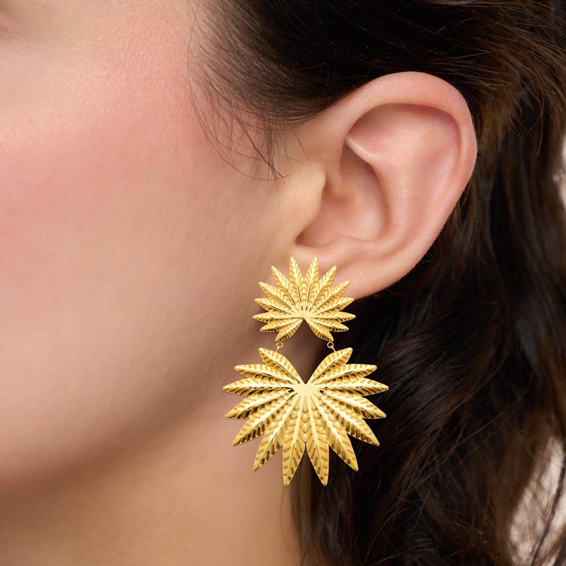 Coque de Nacre Boucles d'oreilles pendantes acier doré 3134309