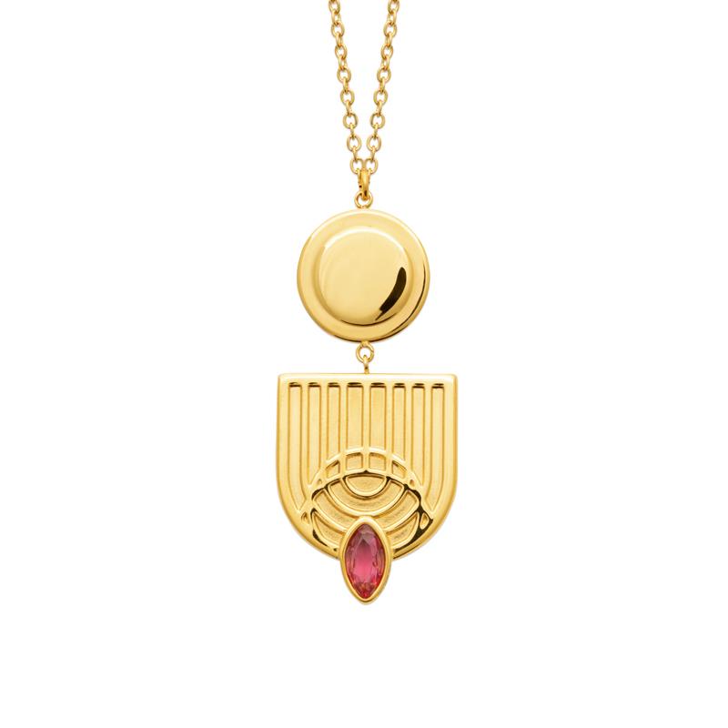 Coque de Nacre Collier acier doré 312380