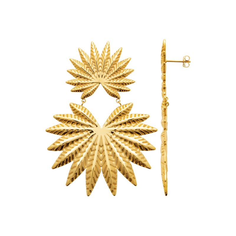 Coque de Nacre Boucles d'oreilles pendantes acier doré 3134309