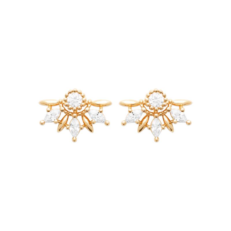 Coque de Nacre Puces d'oreilles plaqué or 23048410