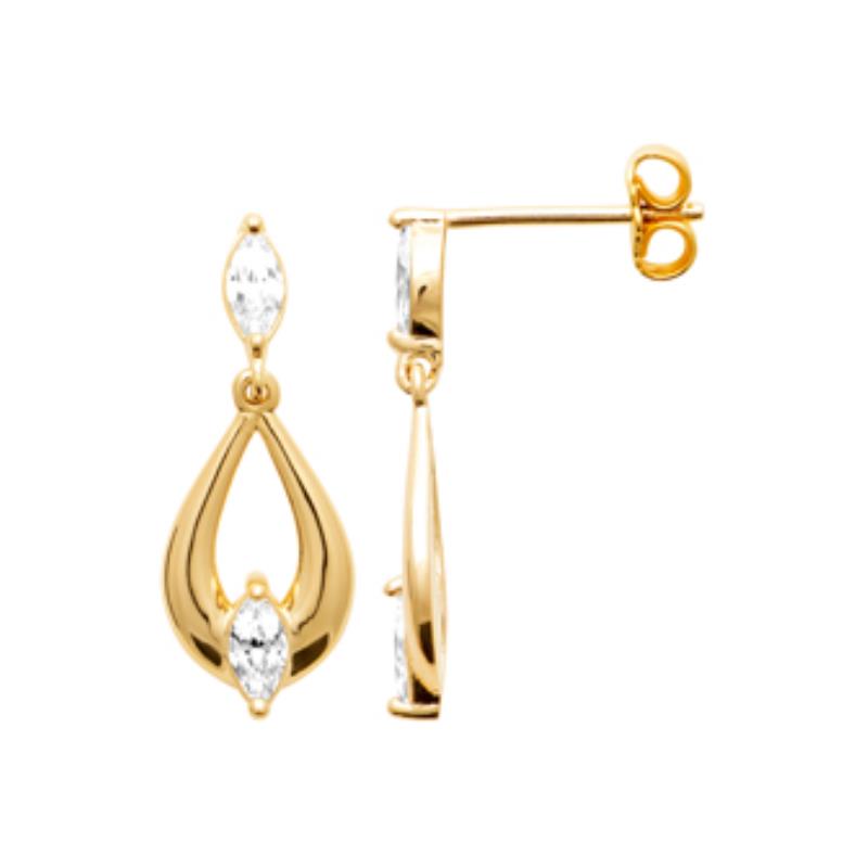 Coque de Nacre Boucles d'oreilles pendantes plaqué or 23073410