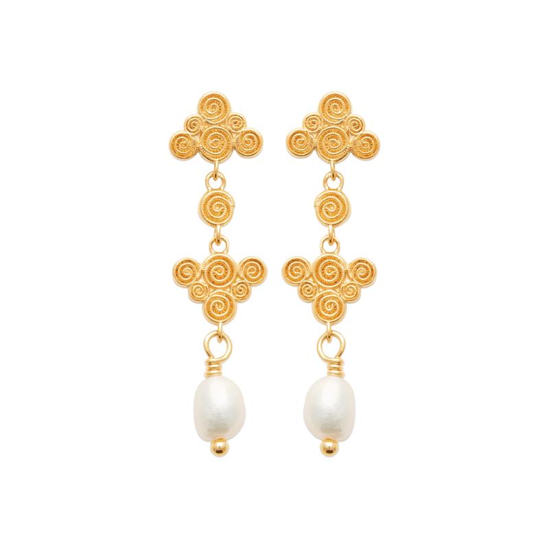Coque de Nacre Boucles d'oreilles plaqué or 230765014