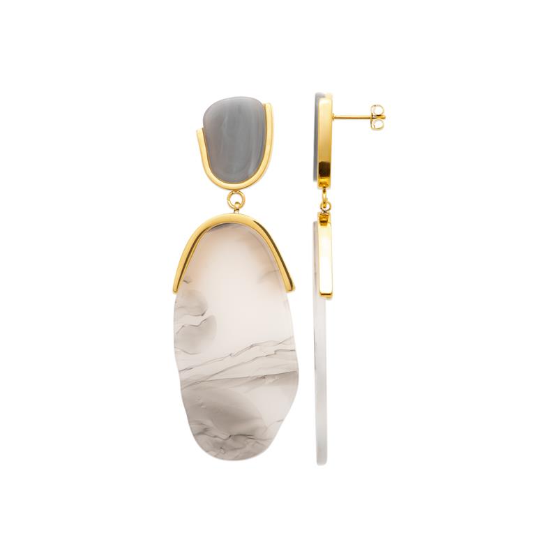 Coque de Nacre Boucles d'oreilles pendantes acier doré 3135409