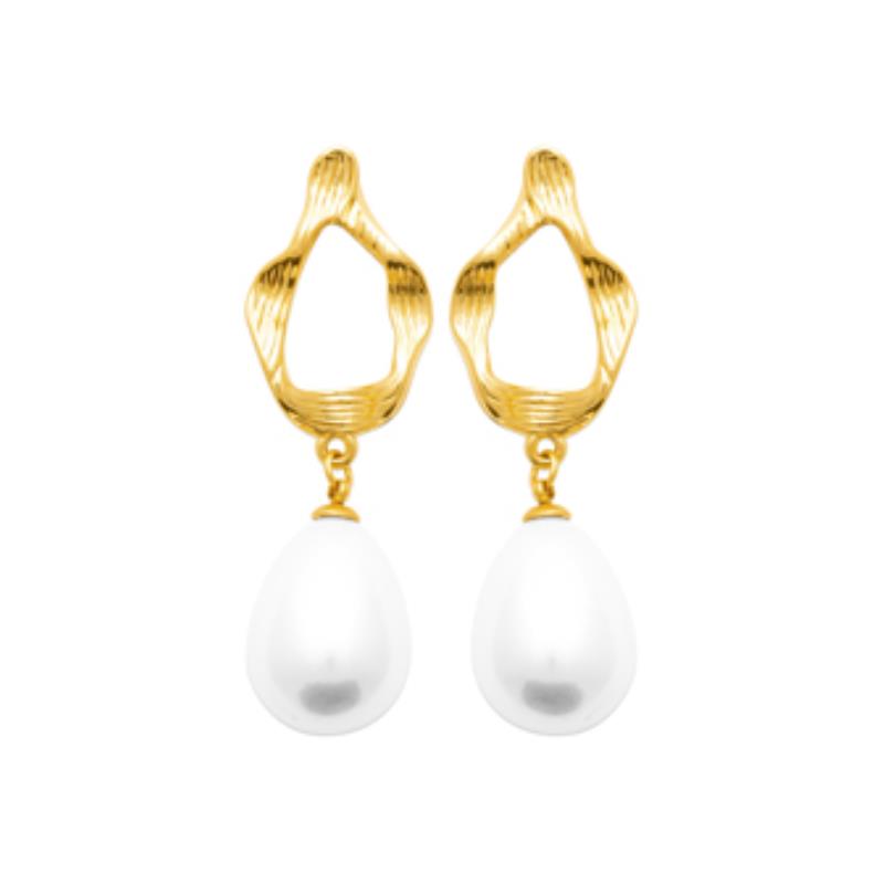 Coque de Nacre Boucles d'oreilles pendantes acier doré 3121309
