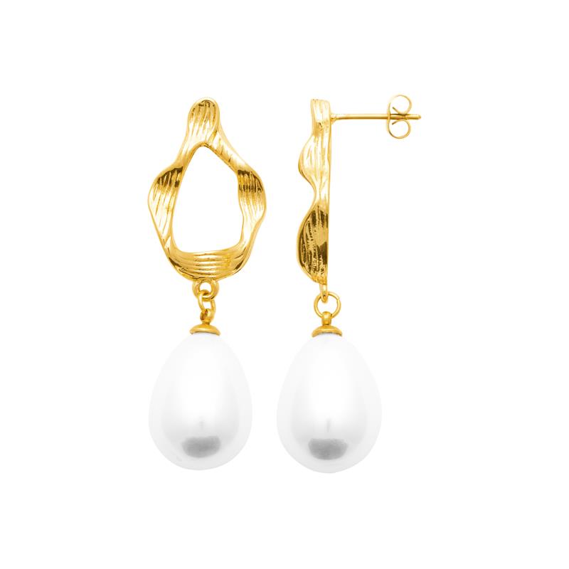 Coque de Nacre Boucles d'oreilles pendantes acier doré 3121309