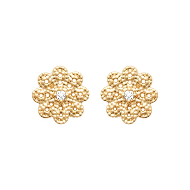 Coque de Nacre Puces d'oreilles plaqué or 23084010