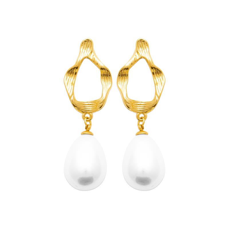 Coque de Nacre Boucles d'oreilles pendantes acier doré 3121309