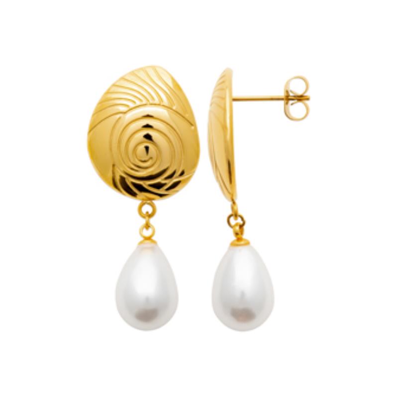 Coque de Nacre Boucles d'oreilles pendantes acier doré 3124809