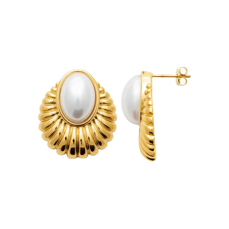 Coque de Nacre Boucles d'oreilles acier doré 3129009