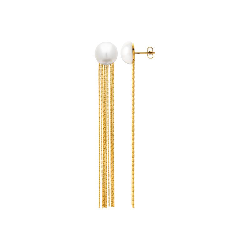 Coque de Nacre Boucles d'oreilles pendantes acier doré 3121809