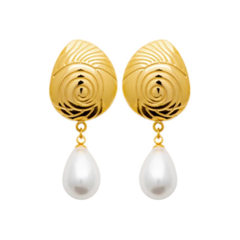 Coque de Nacre Boucles d'oreilles pendantes acier doré 3124809