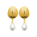 Coque de Nacre Boucles d'oreilles pendantes acier doré 3124809
