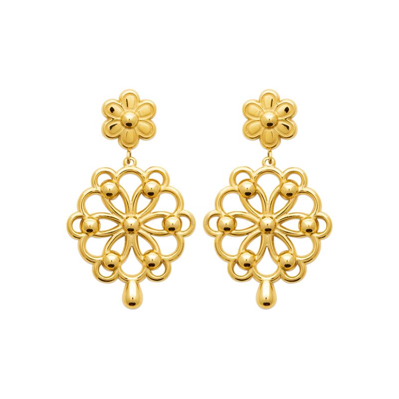 Coque de Nacre Boucles d'oreilles pendantes acier doré 3133009