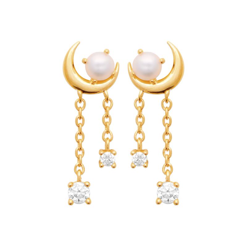 Coque de Nacre Boucles d'oreilles pendantes plaqué or 230829014