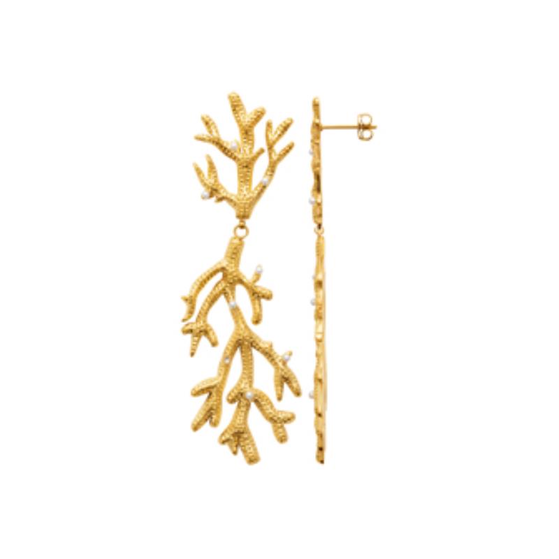 Coque de Nacre Boucles d'oreilles pendantes acier doré 3125309