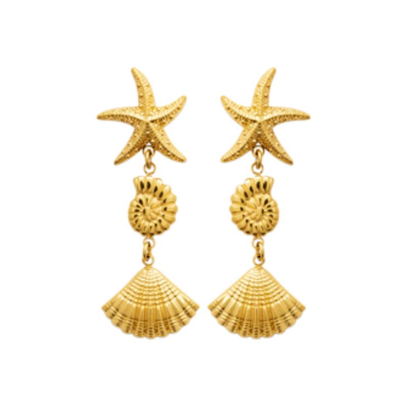 Coque de Nacre Boucles d'oreilles pendantes acier doré 3125609