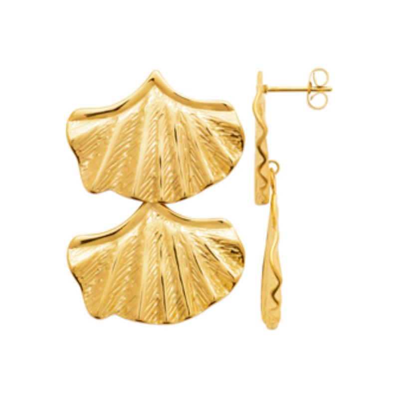 Coque de Nacre Boucles d'oreilles pendantes acier doré 3124609