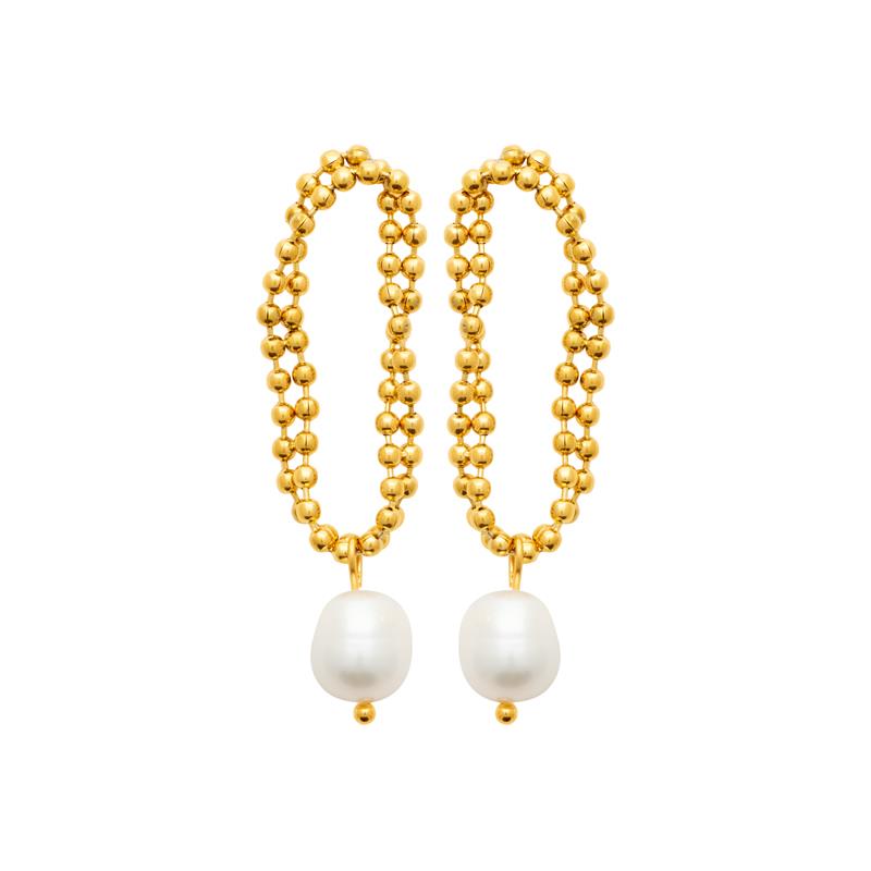 Coque de Nacre Boucles d'oreilles pendantes acier doré 3126309