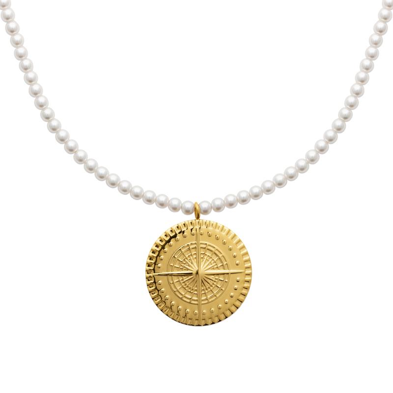Coque de Nacre Collier acier doré 312377