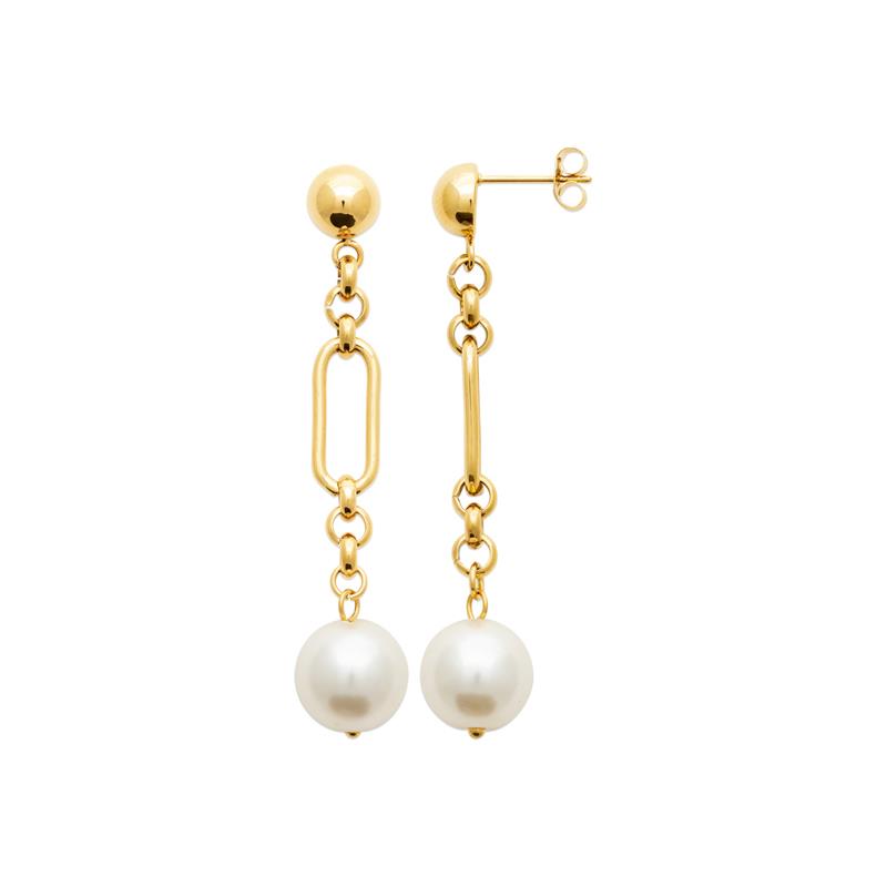 Coque de Nacre Boucles d'oreilles pendantes acier doré 3131709
