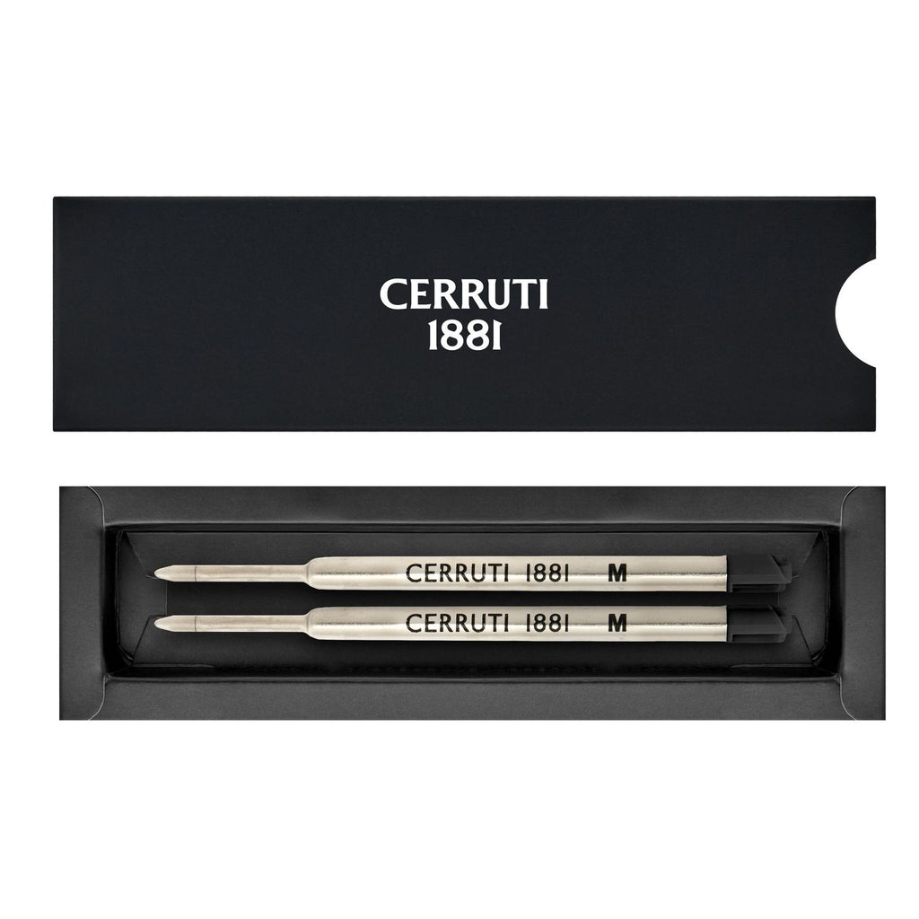 Cerruti 1881 Recharge stylo bille Softline noire, pointe moyenne (lot de 2) NPR641NM