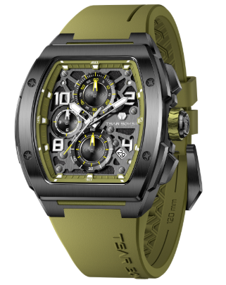 Tsar Bomba Elemental Chronographe quartz acier silicone kaki TB8234Q06