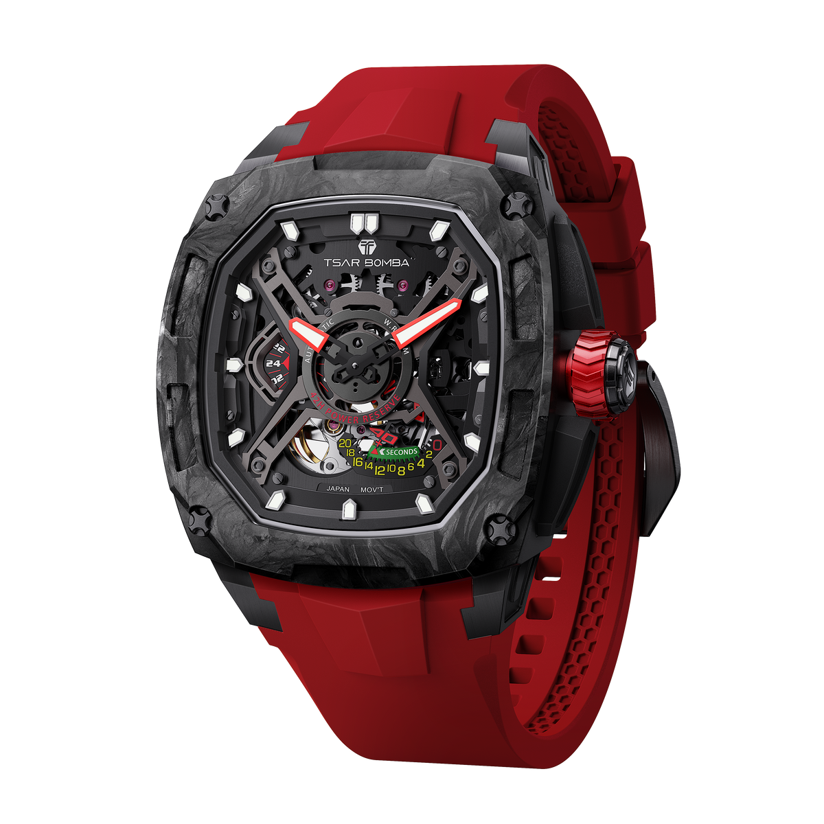 Tsar Bomba Dark Matter 5 Automatique carbone FKM rouge TB8605CF01