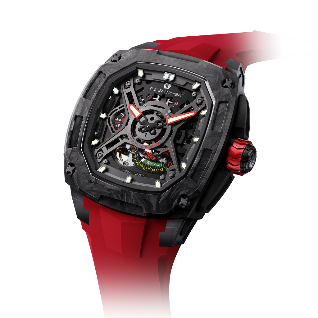 Tsar Bomba Dark Matter 5 Automatique carbone FKM rouge TB8605CF01