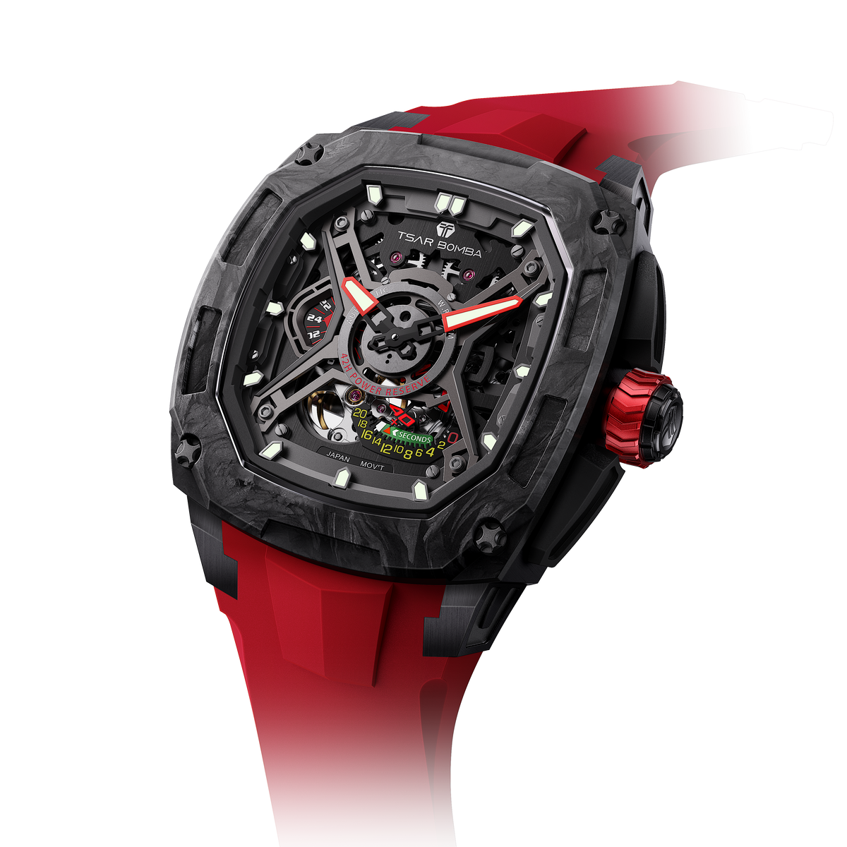 Tsar Bomba Dark Matter 5 Automatique carbone FKM rouge TB8605CF01