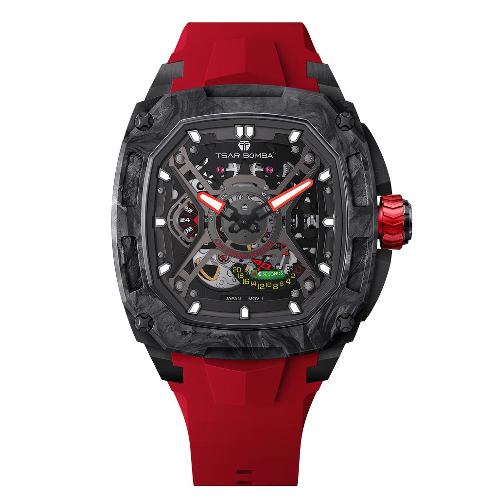 Tsar Bomba Dark Matter 5 Automatique carbone FKM rouge TB8605CF01