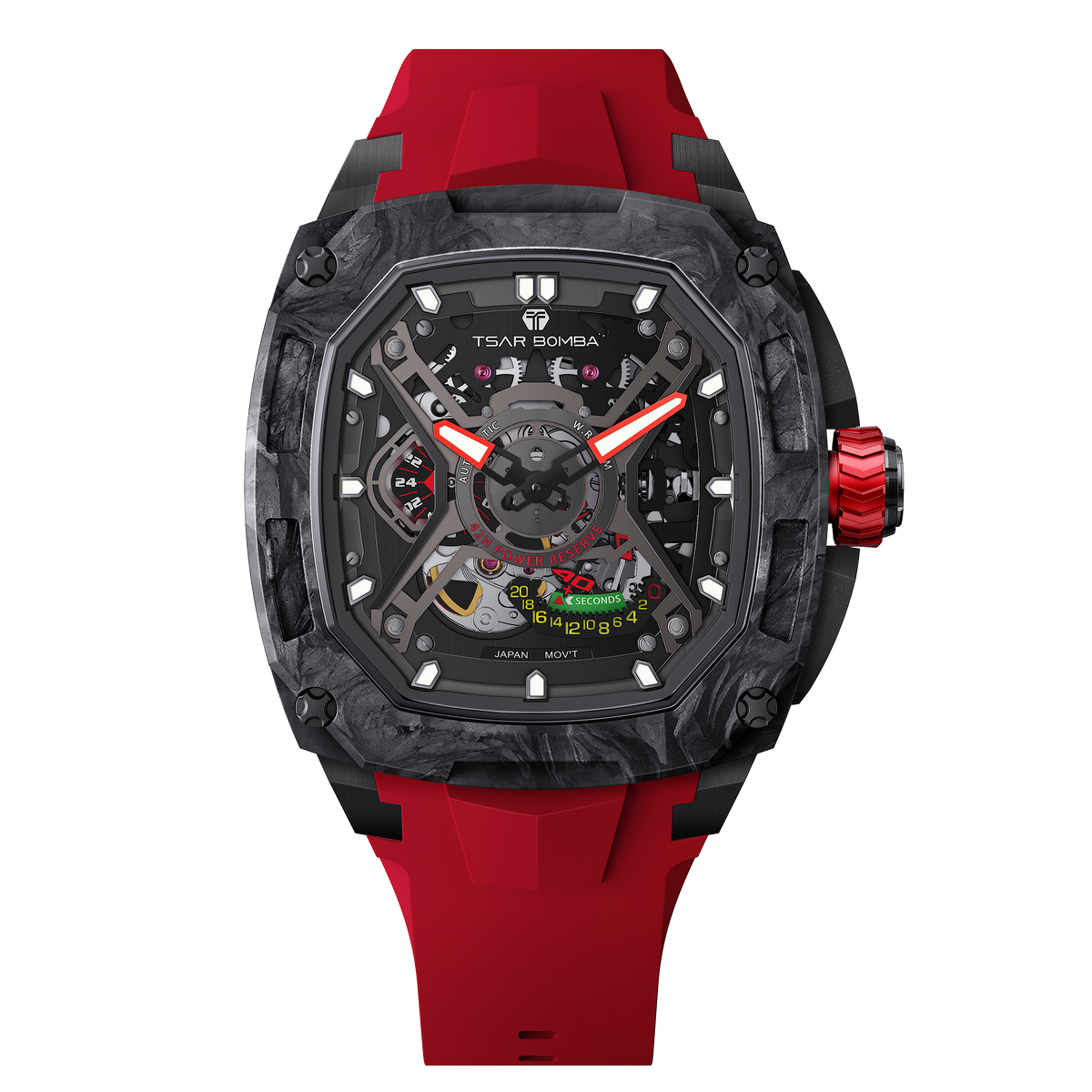 Tsar Bomba Dark Matter 5 Automatique carbone FKM rouge TB8605CF01