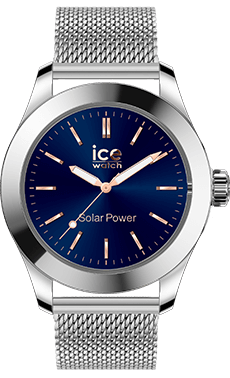 ICE steel - Silver dark blue - Milanese - Medium - SOLAR 3H — Ice-Watch