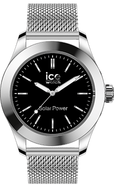 ICE steel - Silver black - Milanese - Medium - SOLAR 3H — Ice-Watch
